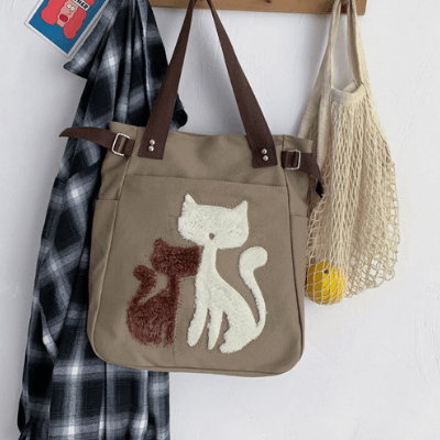 Borsa in tela Cat ricamata - - Bags - Concept Palermo