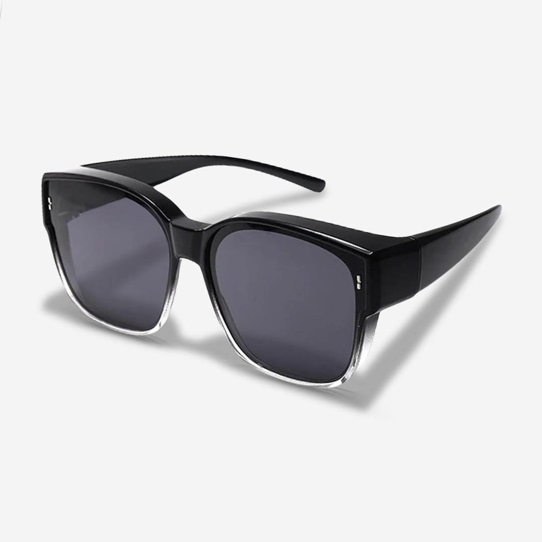 ClipShades | Eleganti occhiali da sole per portatori di occhiali - La protezione solare perfetta per i vostri occhiali - Elegante Nero a metà - sun glasses WOMEN - Concept Palermo