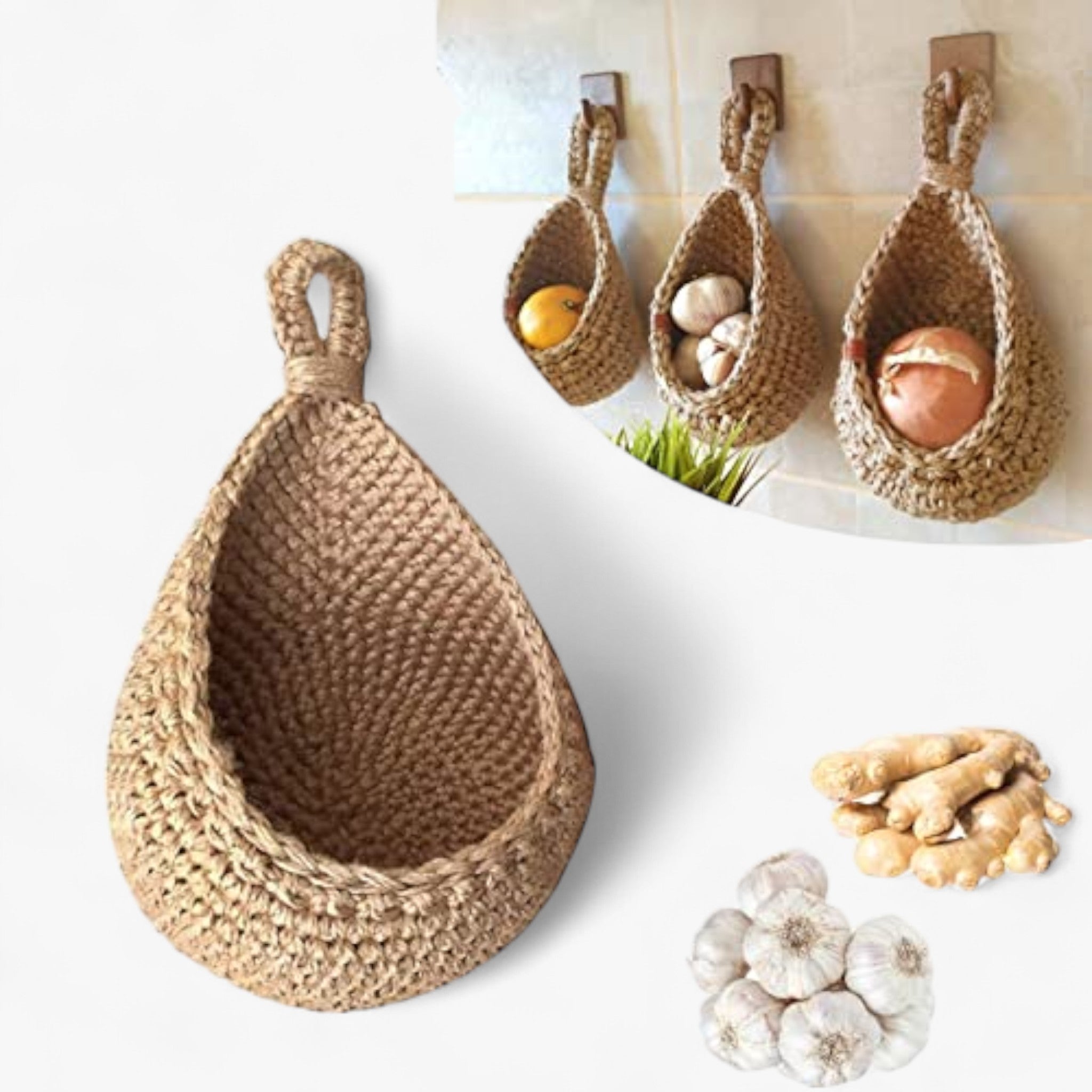 Cestini appesi da parete per frutta e verdura - - basket fruit basket home kitchen organizer - Concept Palermo
