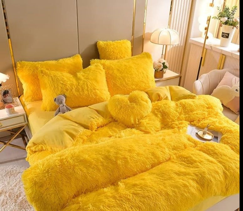 Softy | Set (5 pezzi) Coperta in microfibra morbida e spessa per l'inverno - Giallo - Blankets Fleece - Concept Palermo