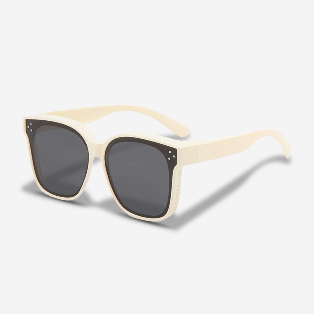 ClipShades | Eleganti occhiali da sole per portatori di occhiali - La protezione solare perfetta per i vostri occhiali - Classico Beige - sun glasses WOMEN - Concept Palermo