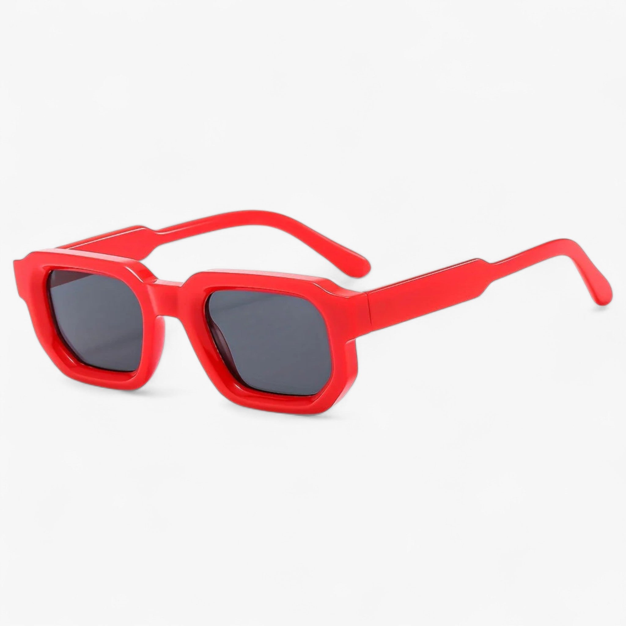 Occhiali da sole retro nuovi con montatura quadrata per uomini - Montatura grigia con grande montatura rossa - Fashion Sunglasses Sunglasses - Concept Palermo