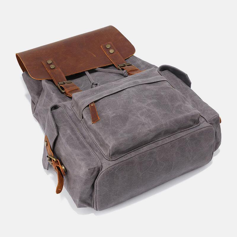 Zaino per laptop RetroRider in tela e pelle - - Backpacks - Concept Palermo