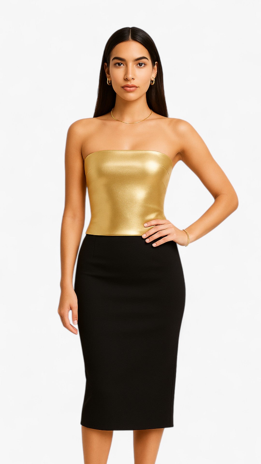 Top corto bustier dorato vintage senza spalline - Oro - crop top strapless crop top women tops - Concept Palermo