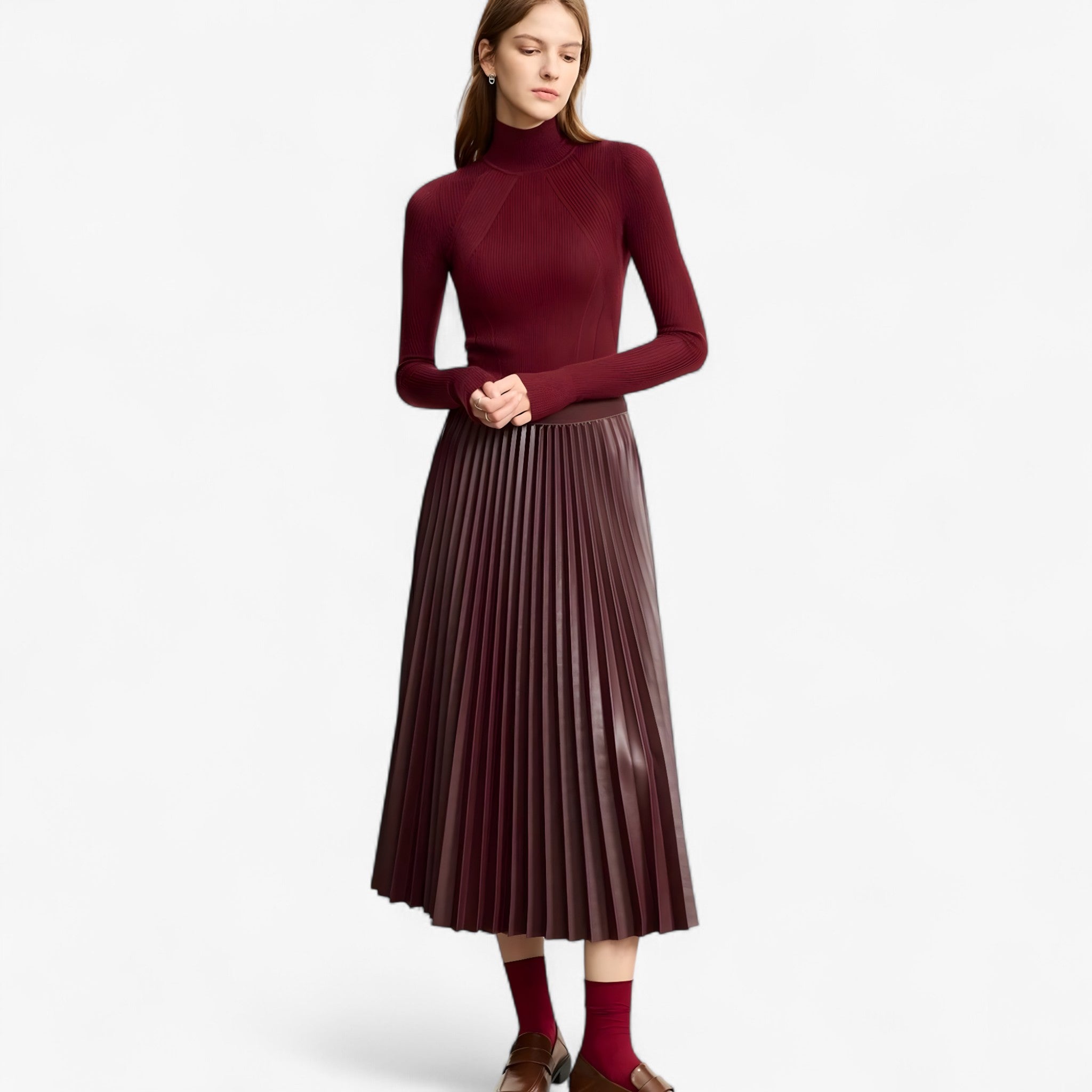 Gelly | Gonna in Pelle Plissettata - Bordeaux - MYLA_NEW Skirt - Concept Palermo