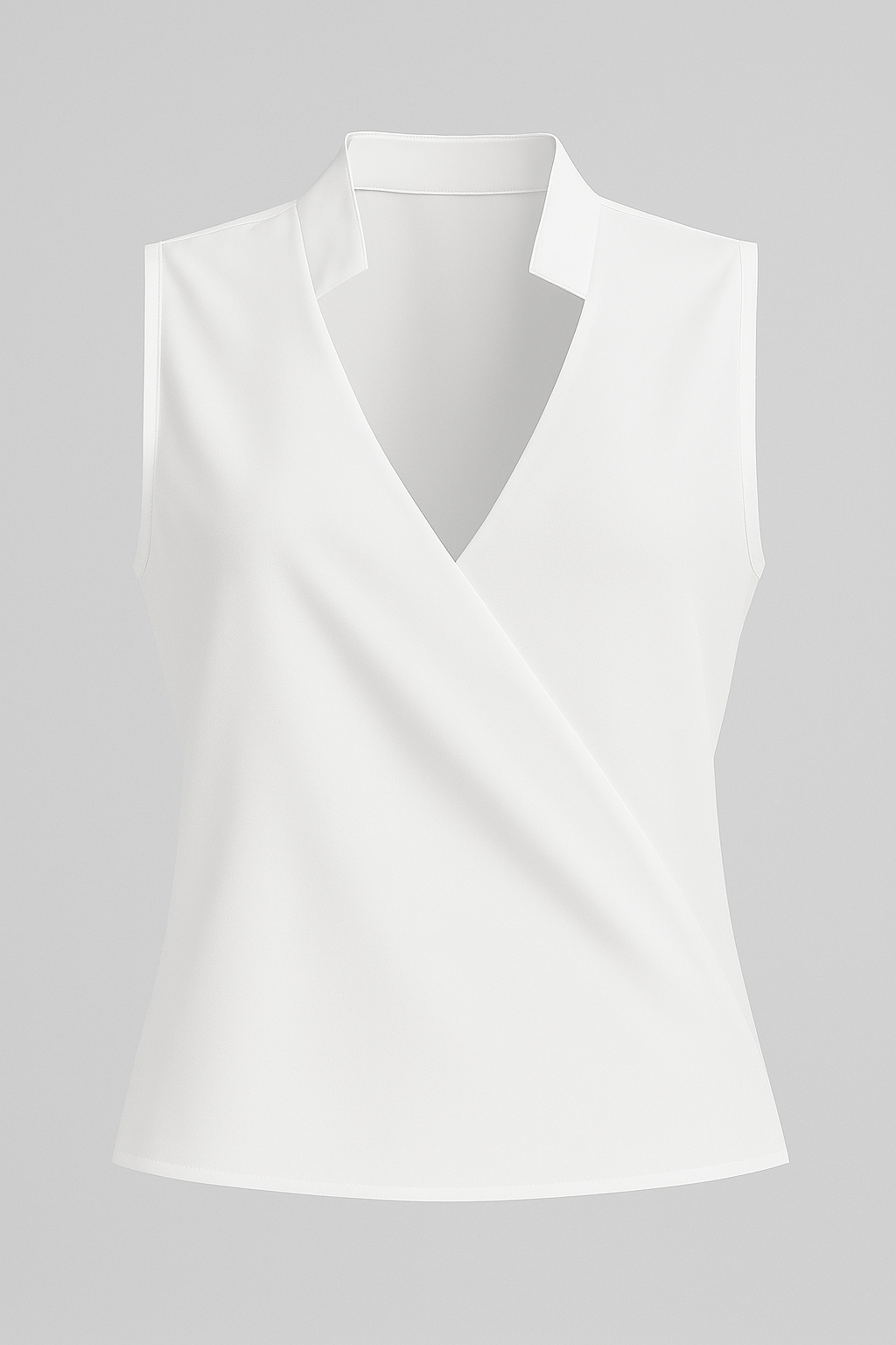 Elena | Blusa senza maniche con scollo a V e colletto alto - Bianco - fashion Frauen Oberteil - Concept Palermo