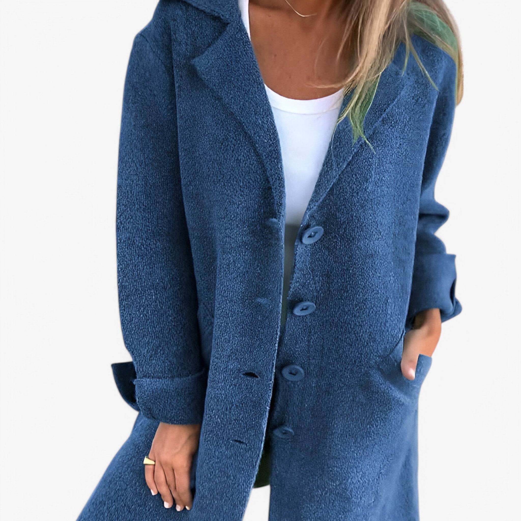 Milena | Giacca di lana - Alla moda e calda - Blu - blazer Coat WOMEN - Concept Palermo