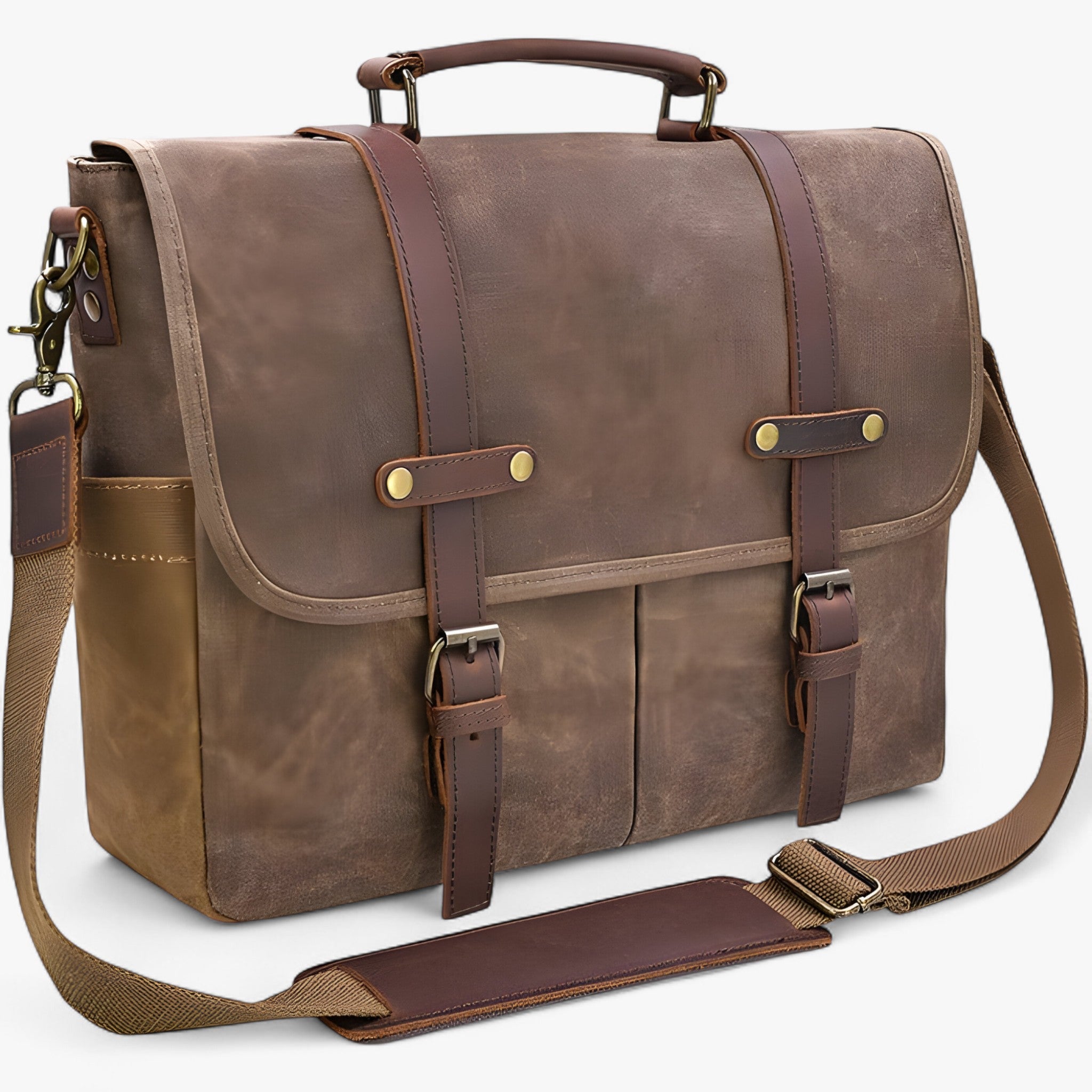 Travel | Borse a tracolla da uomo, cartella, borsa per laptop, impermeabile, tela, grande, borsa da lavoro, borsa a tracolla, uomo, vintage, 15,6 - Marrone - bag for men laptop bag men's bag office bag - Concept Palermo