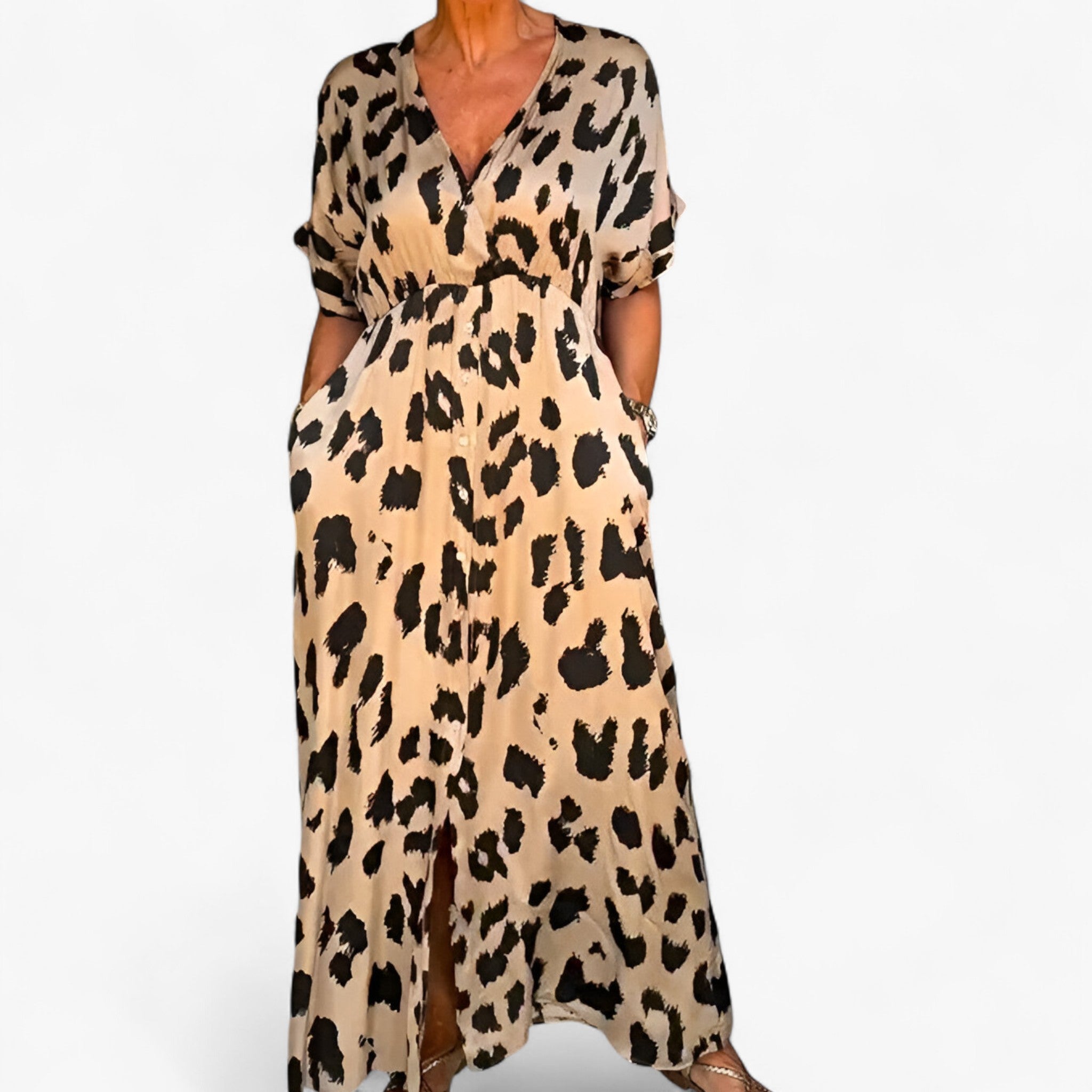 Carmen | Abito lungo da donna con stampa leopardo