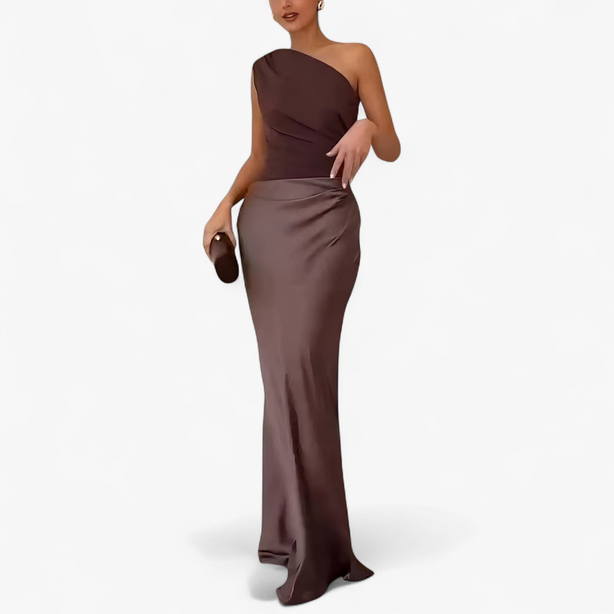 Lucie | Abito Donna Maxi Elegante Asimmetrico - - abito da cerimonia abito da matrimonio abito elegante da donna abito maxi elegante abito spalla unica moda donna elegante vestito asimmetrico vestito con pieghe vestito per eventi vestito versatile - Concept Palermo