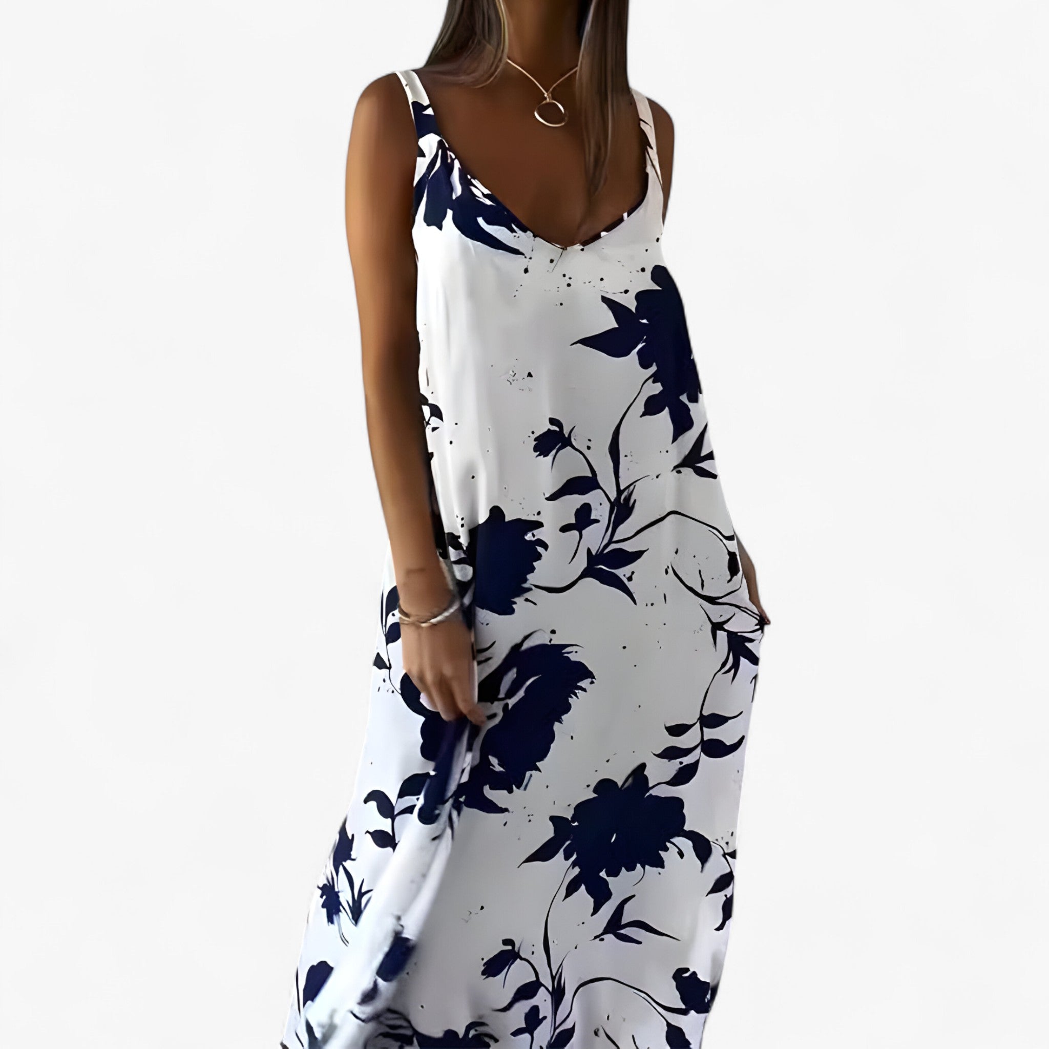 Daniela | Abito Donna Floreale Senza Maniche - - abito casual abito estivo abito femminile abito senza maniche fashion primavera estate moda estiva stile floreale vestito floreale vestito in cotone vestito leggero - Concept Palermo