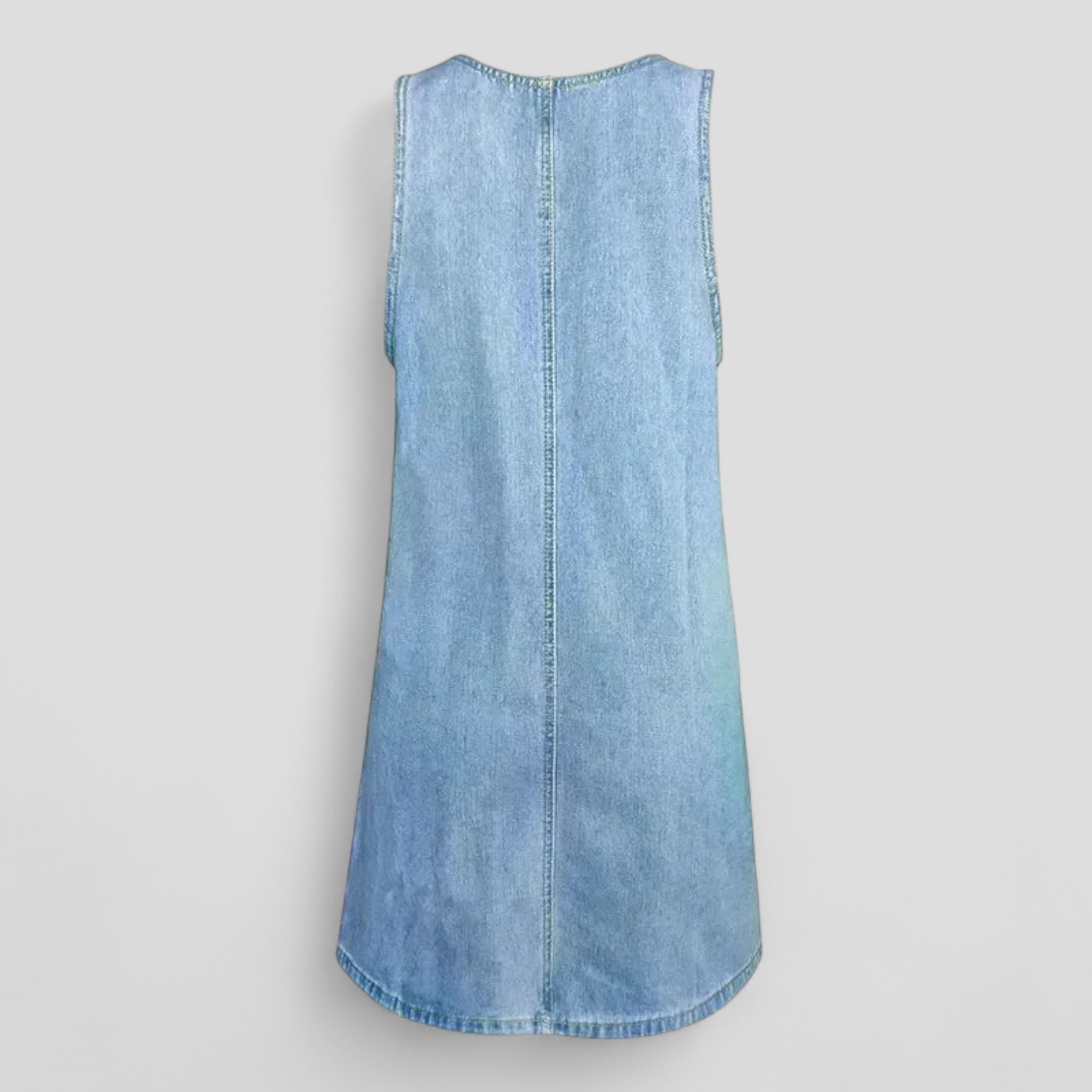 Azzurra | Abito Estivo Donna in Denim Leggero - - abito estivo abito leggero abito senza maniche denim fashion estivo moda femminile tacche pratiche vestito versatile - Concept Palermo