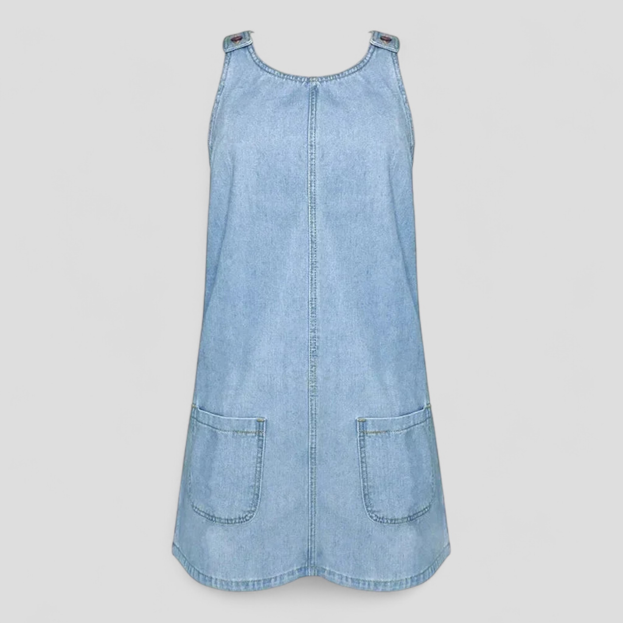Azzurra | Abito Estivo Donna in Denim Leggero - - abito estivo abito leggero abito senza maniche denim fashion estivo moda femminile tacche pratiche vestito versatile - Concept Palermo