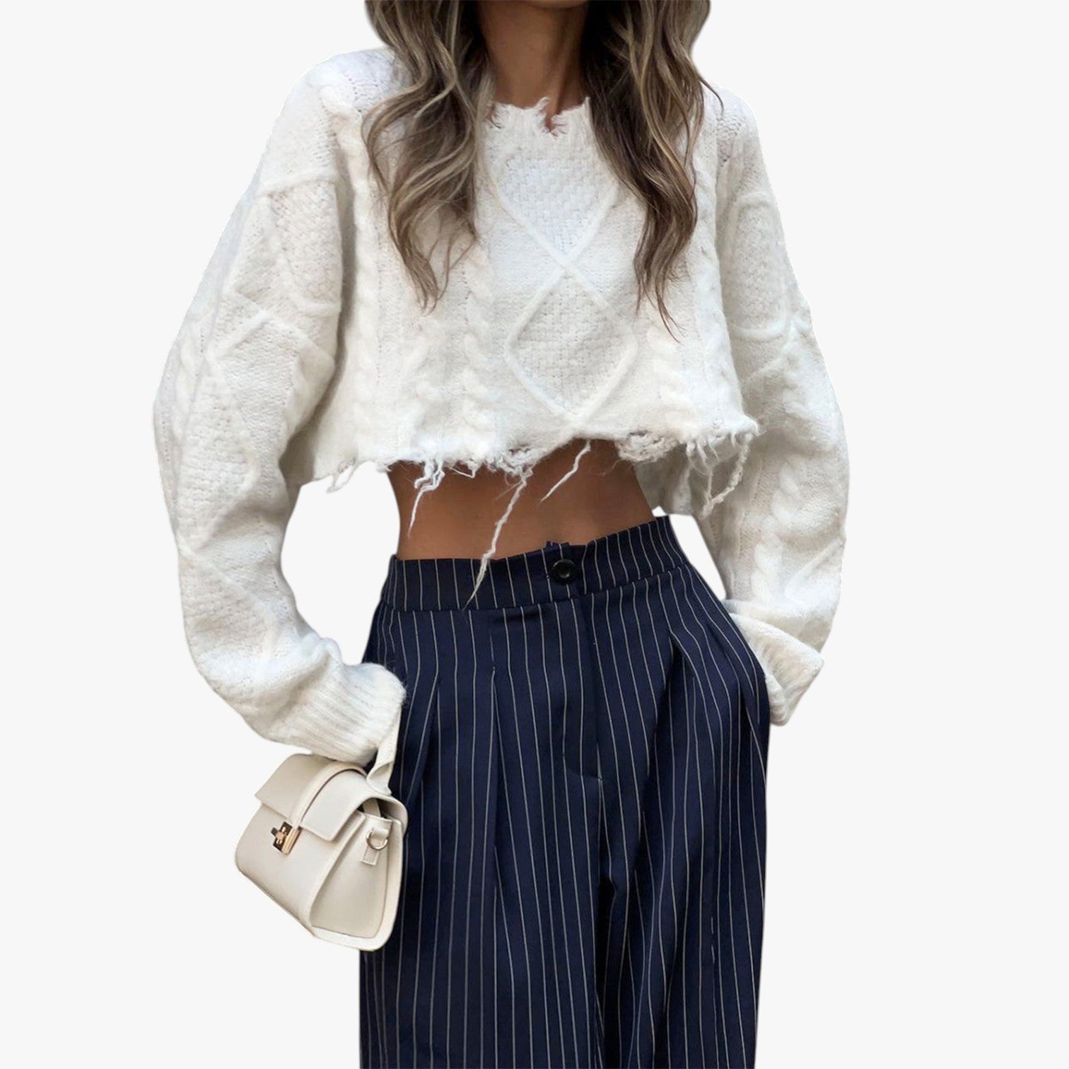 Sarah | Pantaloni a gamba larga con pieghe e righe - - clothing long pants pants pants for women regular regular fit women women pants woven fabric - Concept Palermo