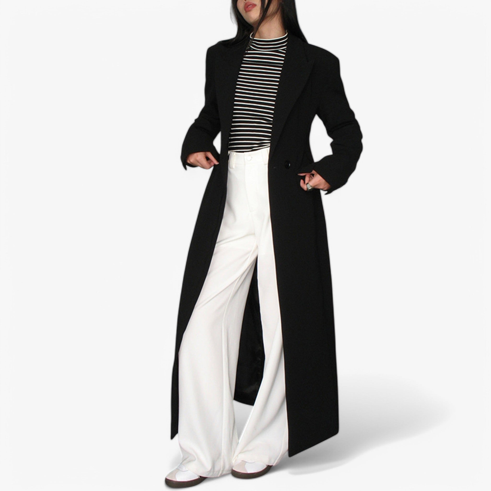 Elena - Elegante Trench Coat Lungo - Nero - week41-wednesday women - Concept Palermo