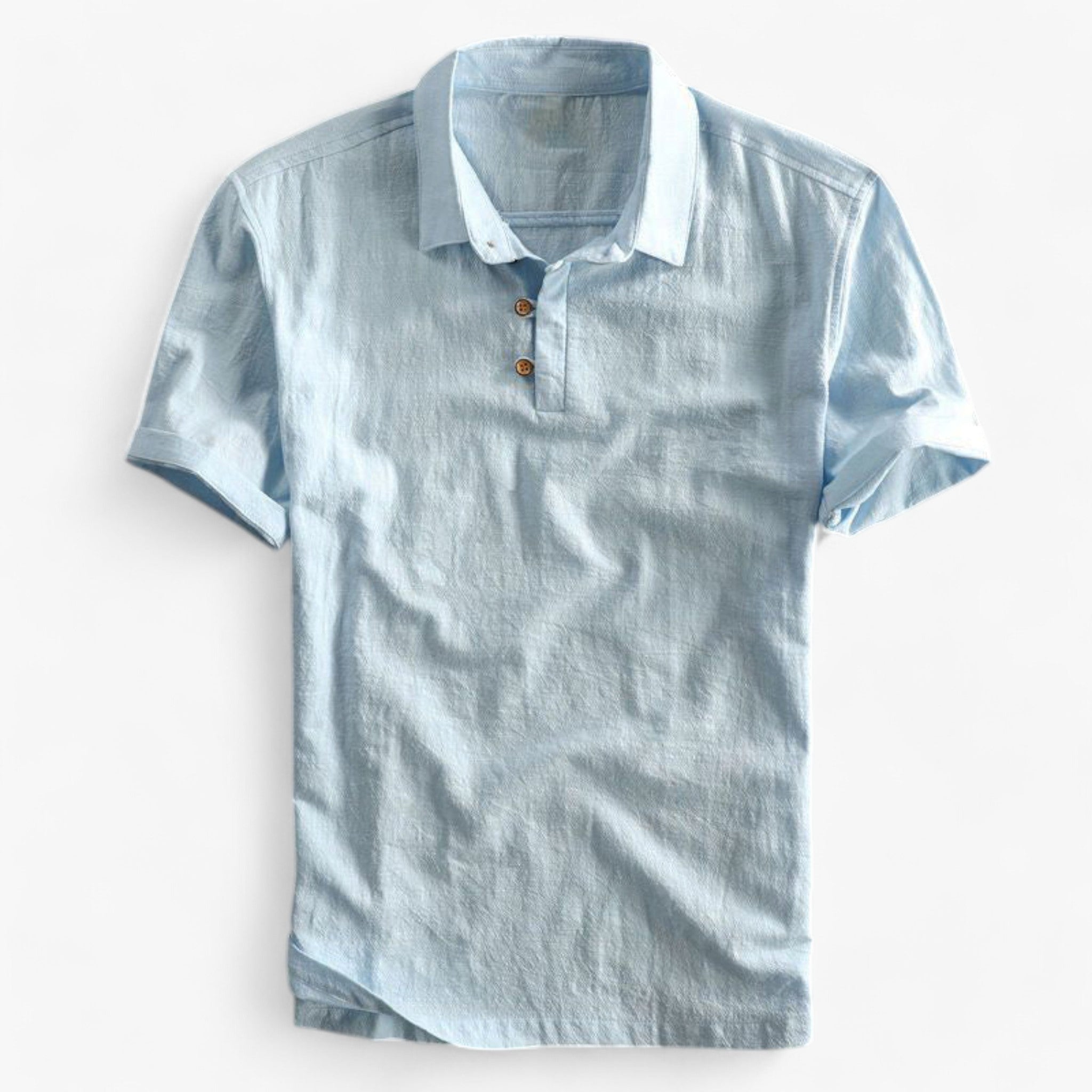 Brent | Polo Elegante in Lino per Uomini - Blu chiaro - - Concept Palermo