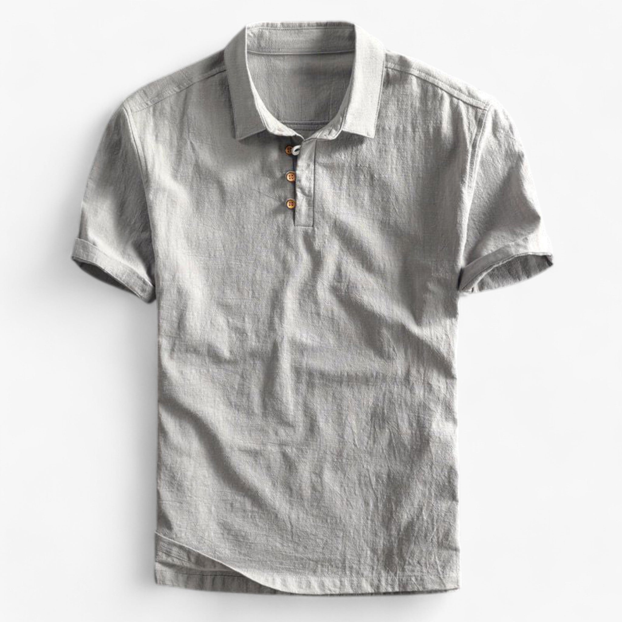 Brent | Polo Elegante in Lino per Uomini - Grigio - - Concept Palermo