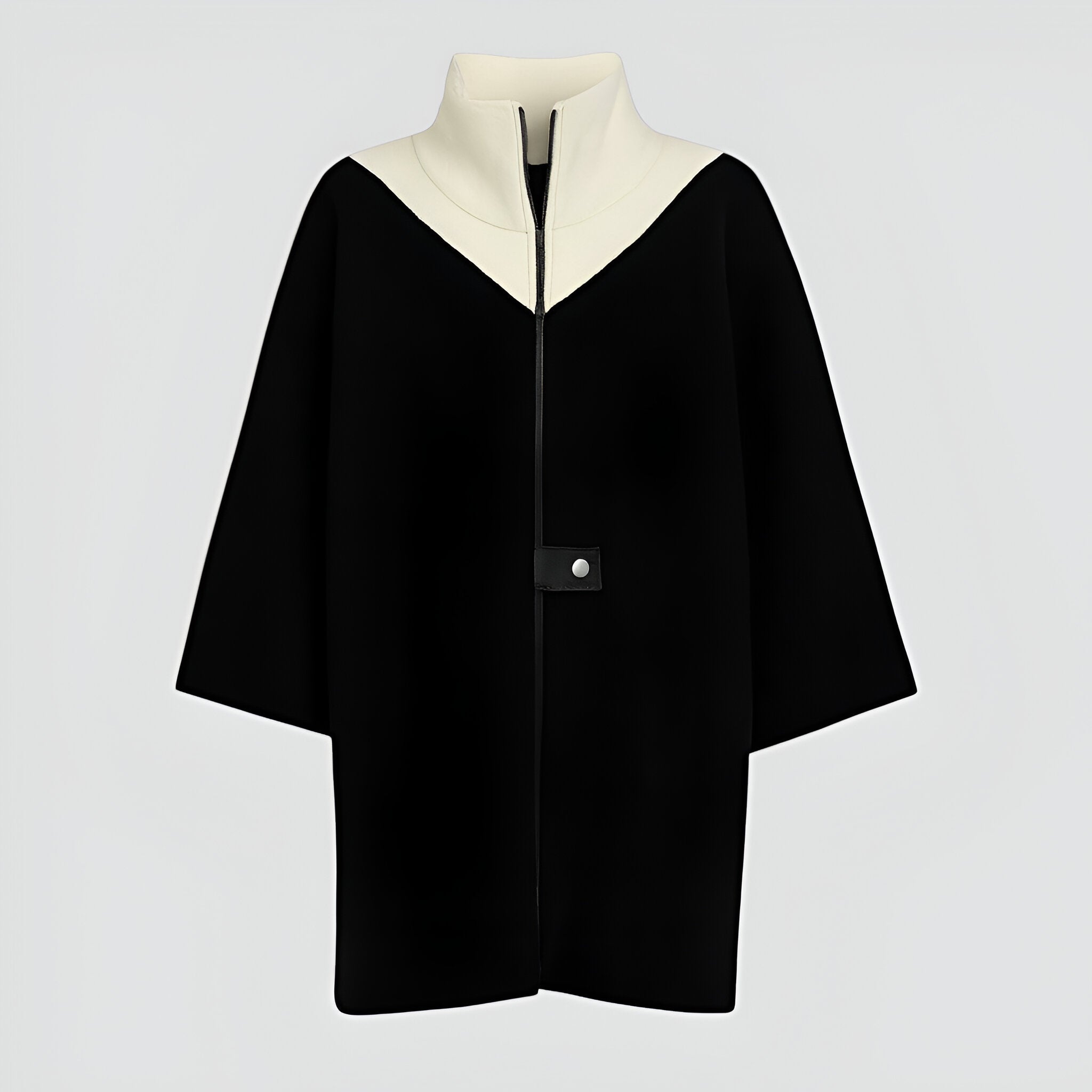 Elena | Cappotto donna in lana con zip - Nero - Mode féminine Veste avec zip Veste bicolore Veste casual chic Veste col montant Élégante et confortable - Concept Palermo