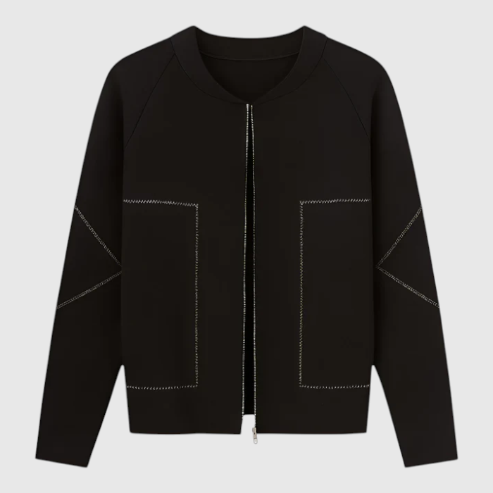 Clara | Giacca da Donna con Cerniera – Leggera e di Stile - Nero - giacca autunnale donna giacca casual donna giacca donna con cerniera giacca elegante donna giacca leggera donna giacca pratica con zip - Concept Palermo