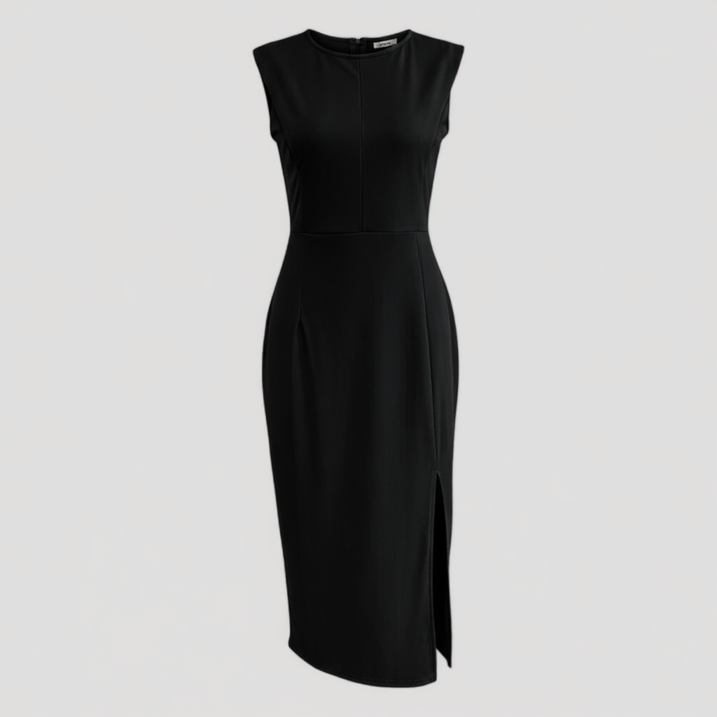 Ravinia | Abito Midi Elegante - Nero - abiti per eventi abito da cocktail abito midi elegante abito sofisticato abito versatile eleganza senza tempo moda femminile moda soirée vestito da cerimonia vestito slim fit - Concept Palermo
