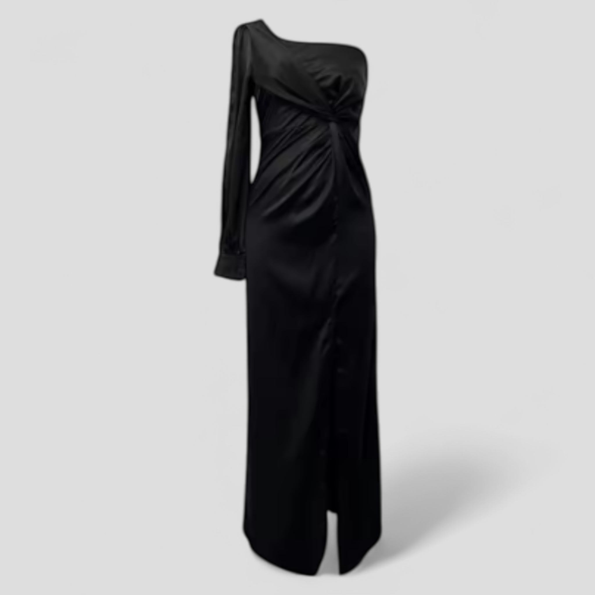 Amory | Abito Elegante Midi Donna con Spallina Unica - Nero - abiti moda abiti per cerimonie abiti per eventi abito chic abito midi eleganti abito spallina unica dress elegant eleganza senza tempo robie di eleganza vestito formale - Concept Palermo