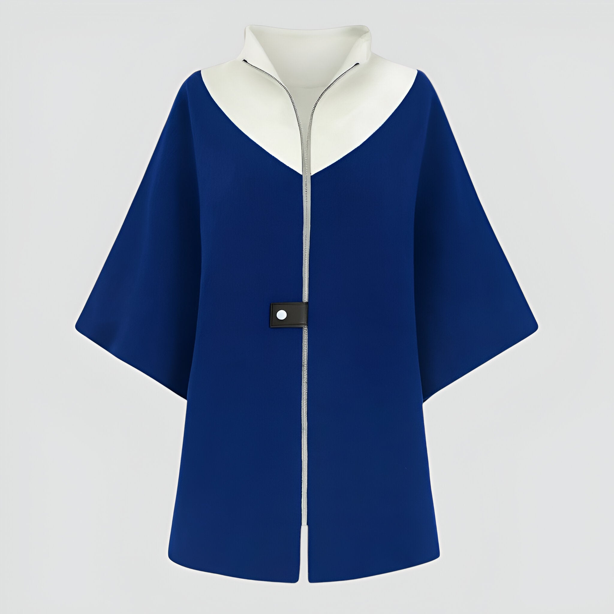Elena | Cappotto donna in lana con zip - Blu - Mode féminine Veste avec zip Veste bicolore Veste casual chic Veste col montant Élégante et confortable - Concept Palermo