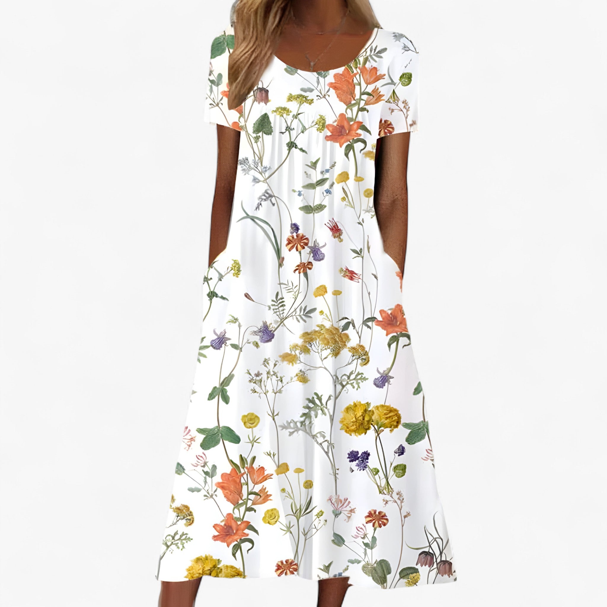 Isay | Vestito Boho Floreale con Copricostume - Rosso - - Concept Palermo