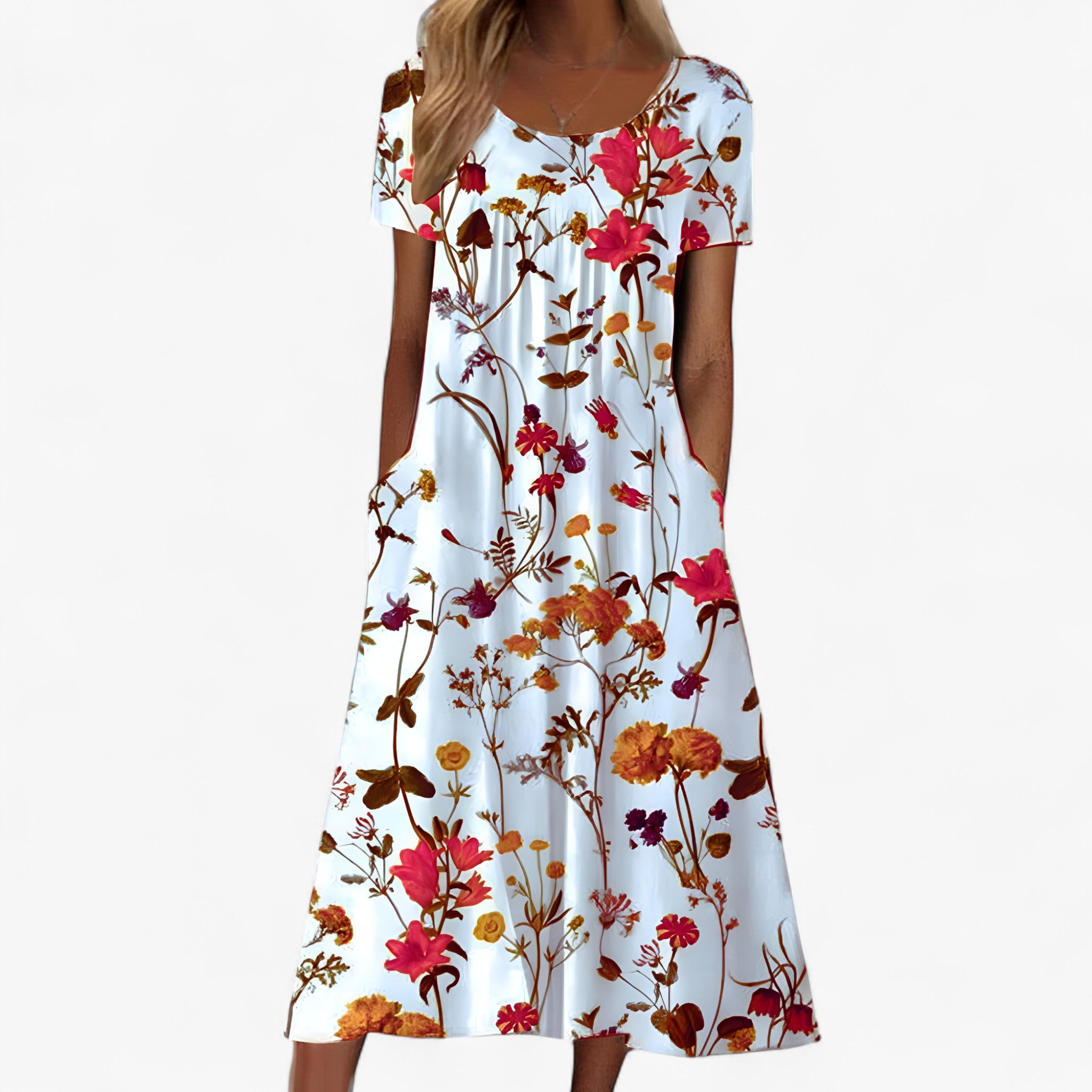 Isay | Vestito Boho Floreale con Copricostume - Bianco - - Concept Palermo