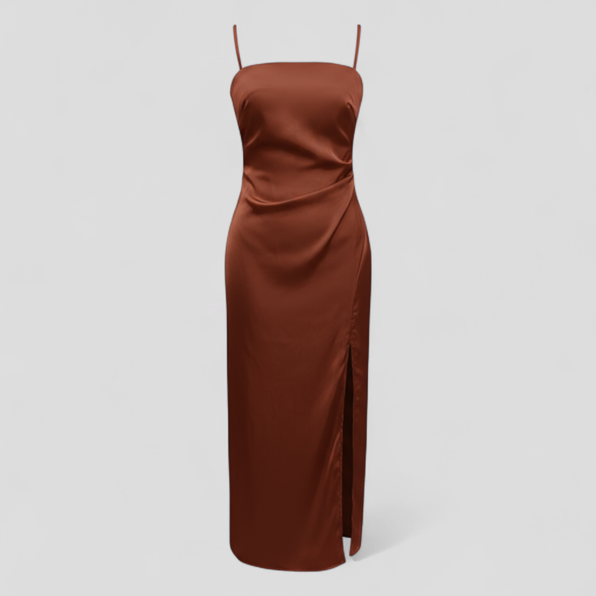 Annelie – Abito lungo in satin elegante con spacchi laterali e spalline sottili - Marrone - casual dresses DRESS dresses female dress Maxi Dresses WOMEN - Concept Palermo