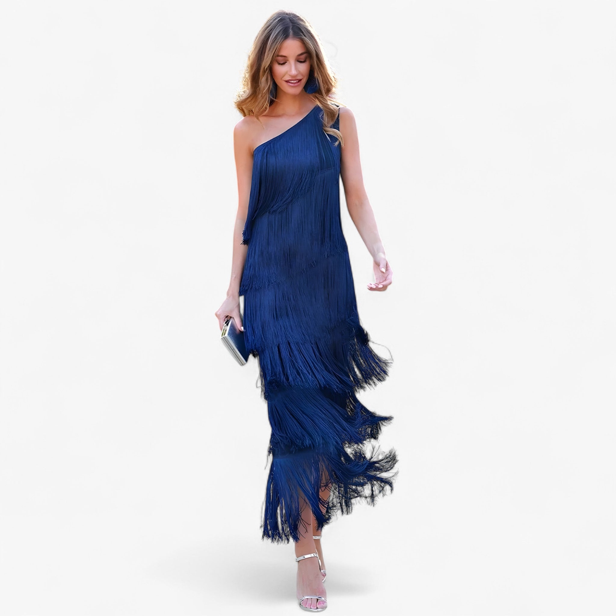 Liana | Abito Elegante con Frange – Movimento Che Incanta a Ogni Passo - Blu - abito da ballo abito da festa abito elegante donna look da sera vestito con frange vestito glamour - Concept Palermo