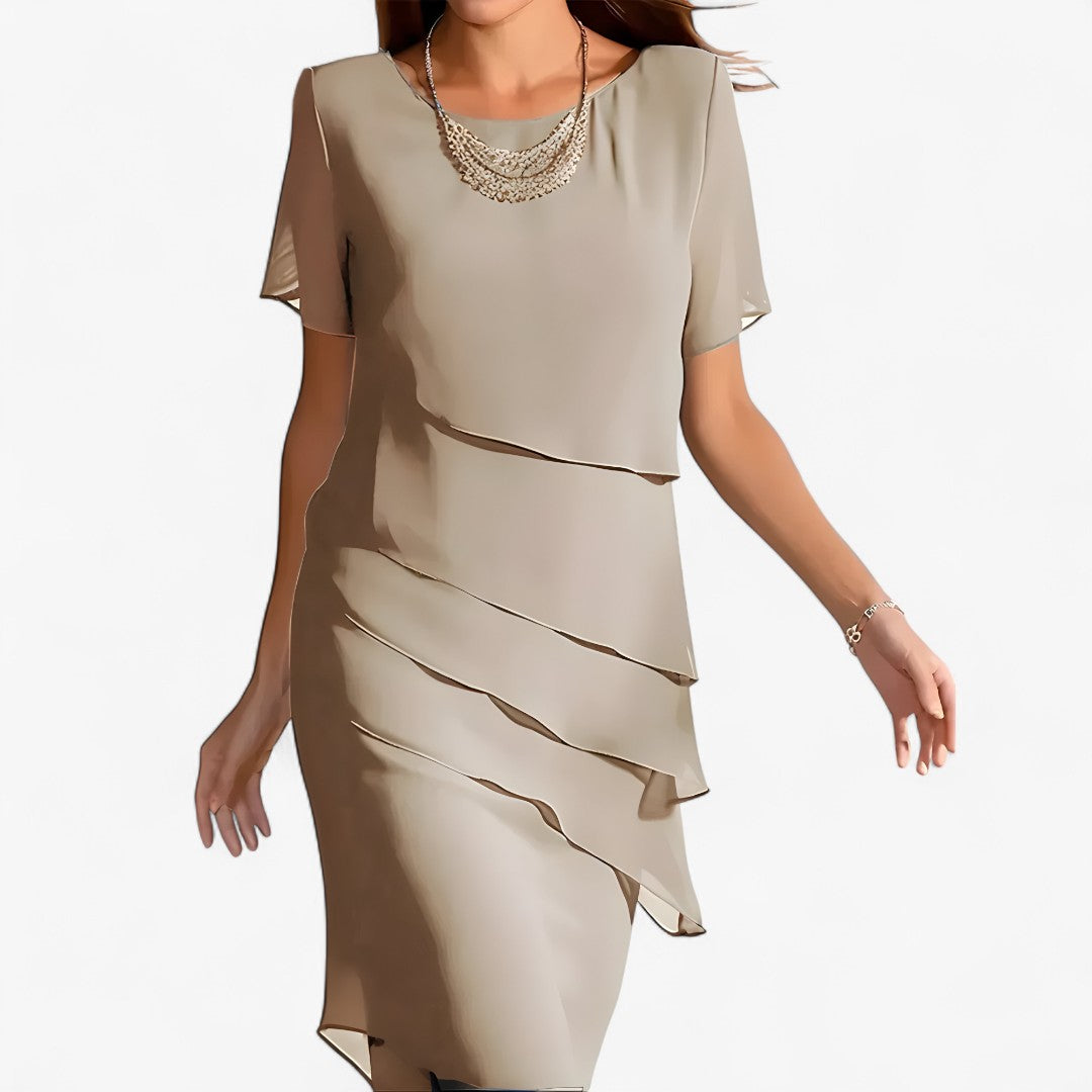 Aurora | Abito con volant fluido – Raffinato e versatile - Cachi - DRESS Dresses female dress - Concept Palermo