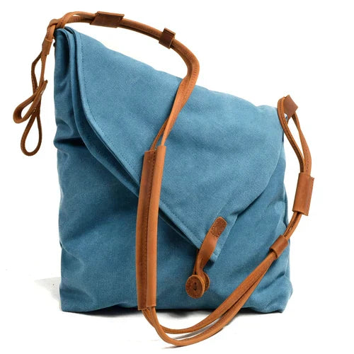 Rostro - Elegante borsa a tracolla in tela con cinghie in pelle - - bag Shoulder Bags women Women's shoulder bag - Concept Palermo