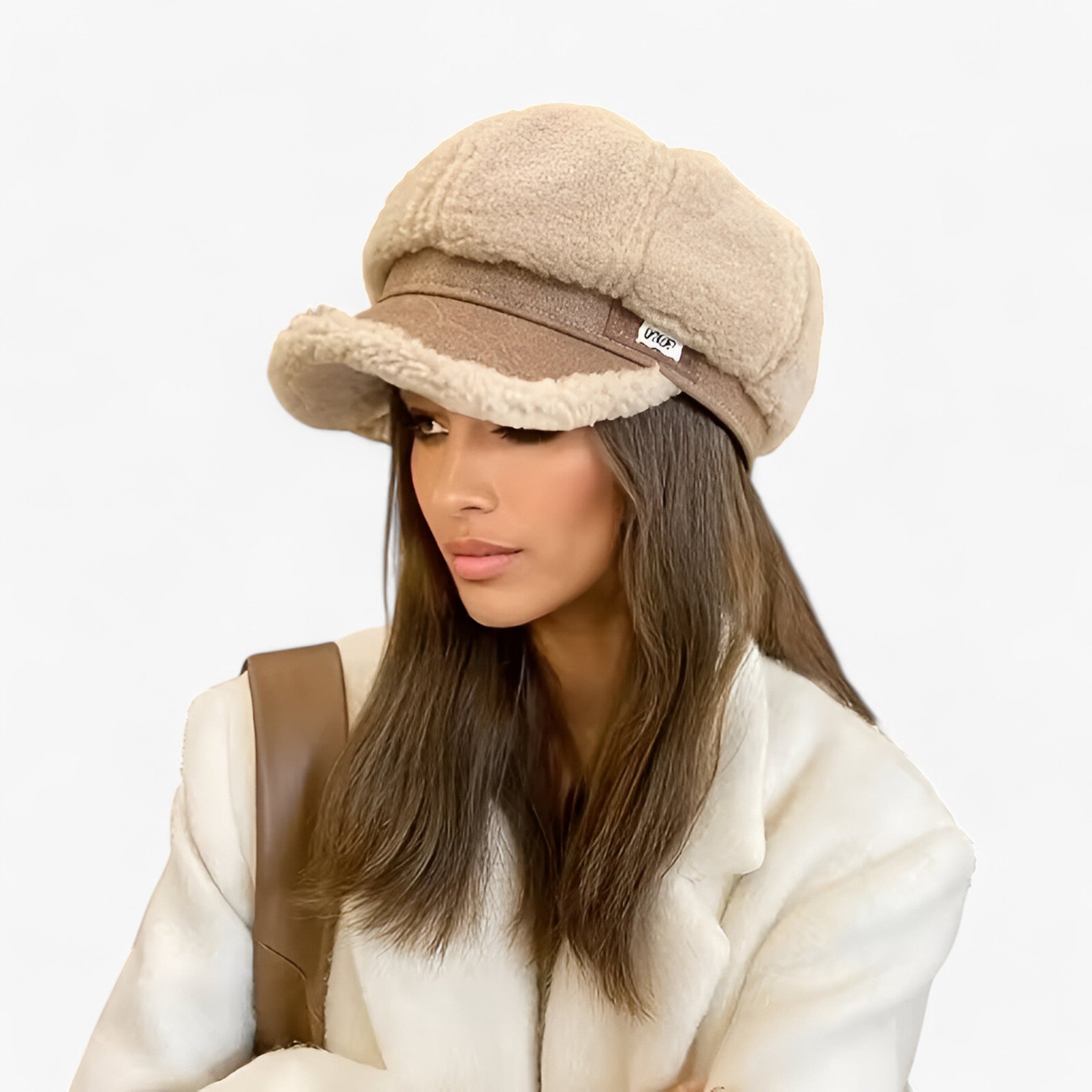 Olivia | Cappello Donna Ottagonale Elegante in Pelle - Khaki - accessorio moda cappello caldo cappello elegante cappello in pelle cappello invernale cappello moderno cappello ottagonale cappello sofisticato cappello unisex stile retrò - Concept Palermo