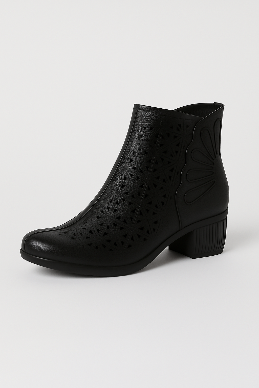 Luna | Stivaletti Estivi con Tacco e Intagli Decorativi - Nero - sandals women sandals - Concept Palermo