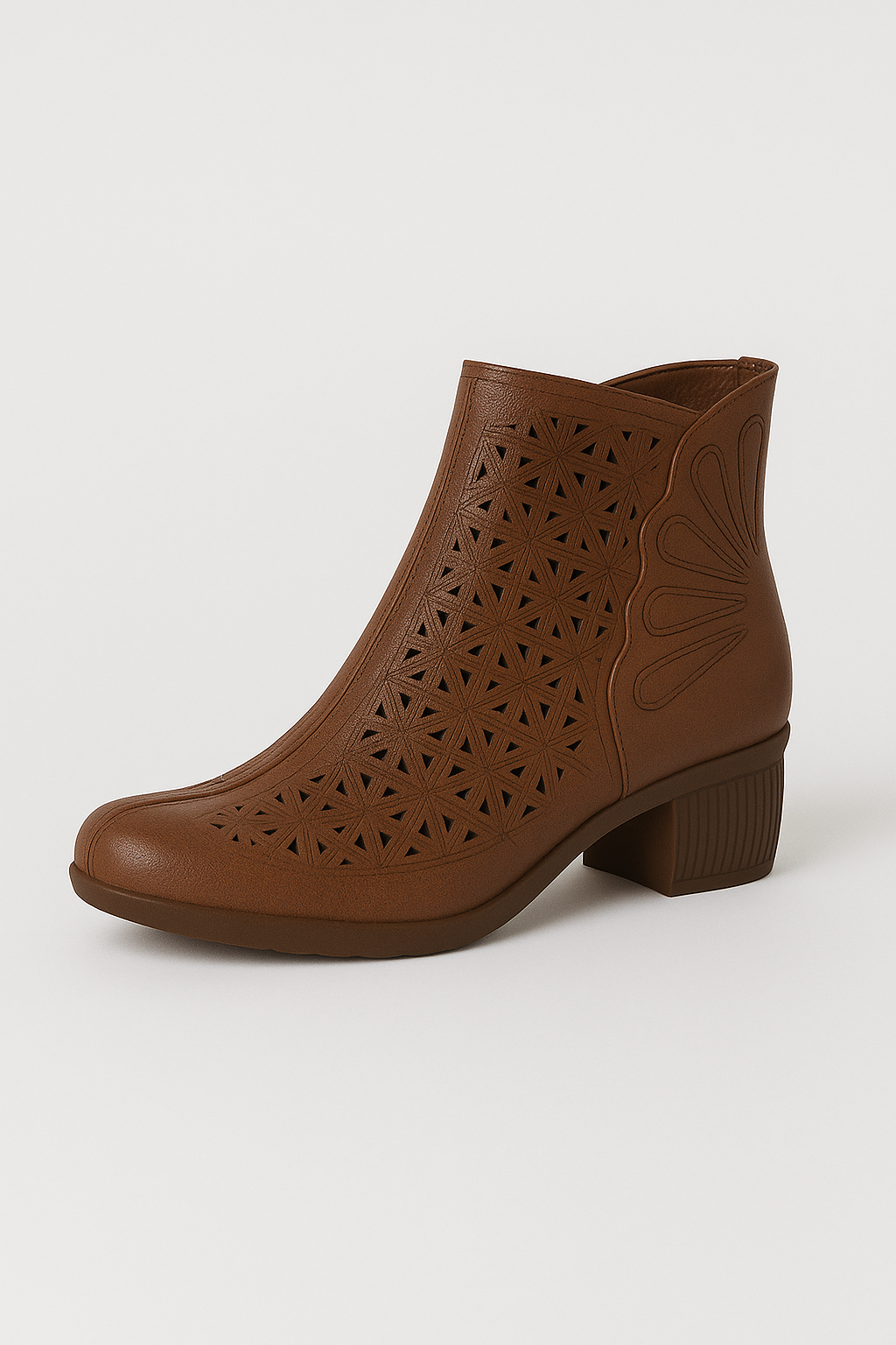 Luna | Stivaletti Estivi con Tacco e Intagli Decorativi - Marrone - sandals women sandals - Concept Palermo