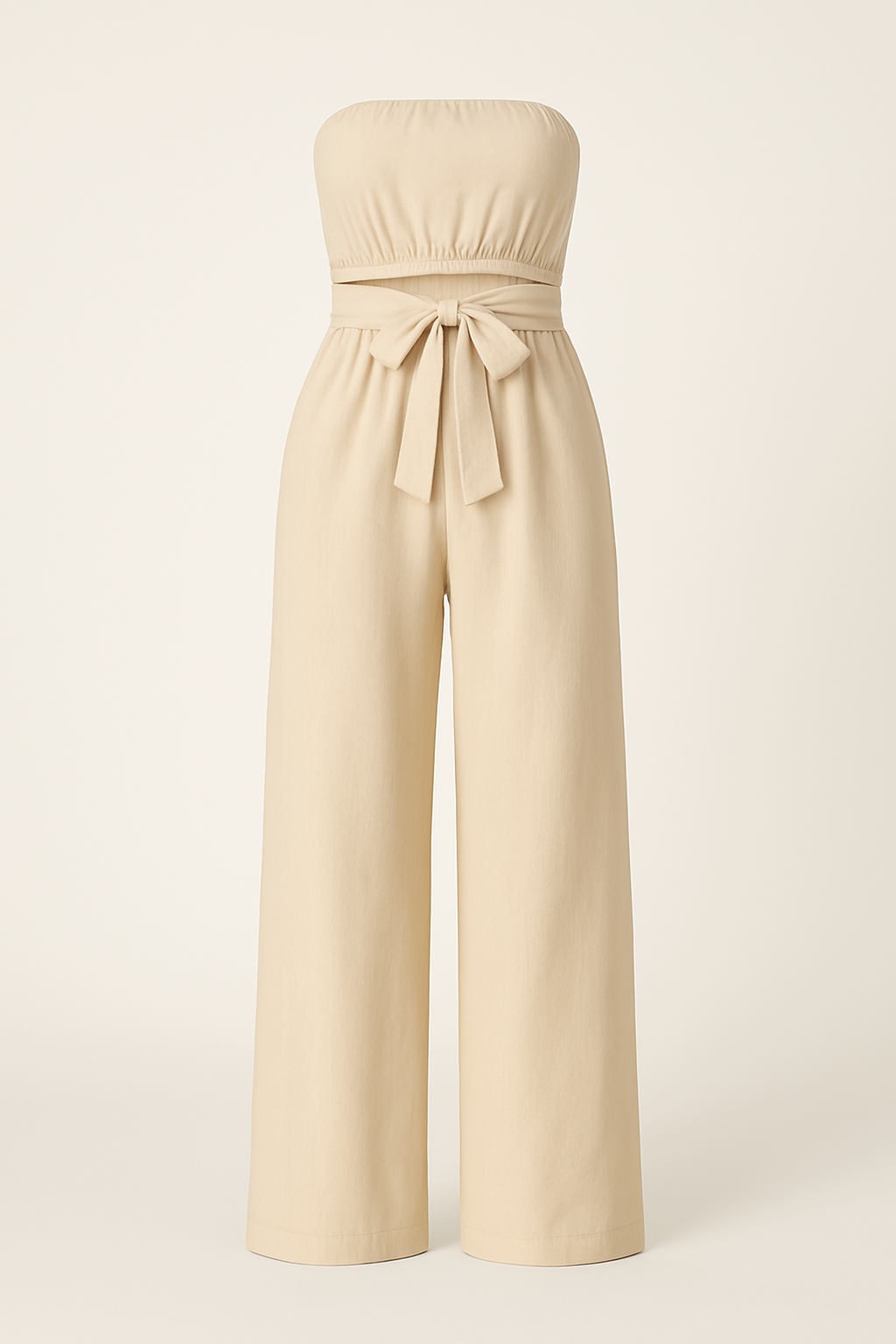 Bella | Tuta estiva senza spalline a gamba larga - Beige - 12/28/2024 Summer/Jumpsuit - Concept Palermo