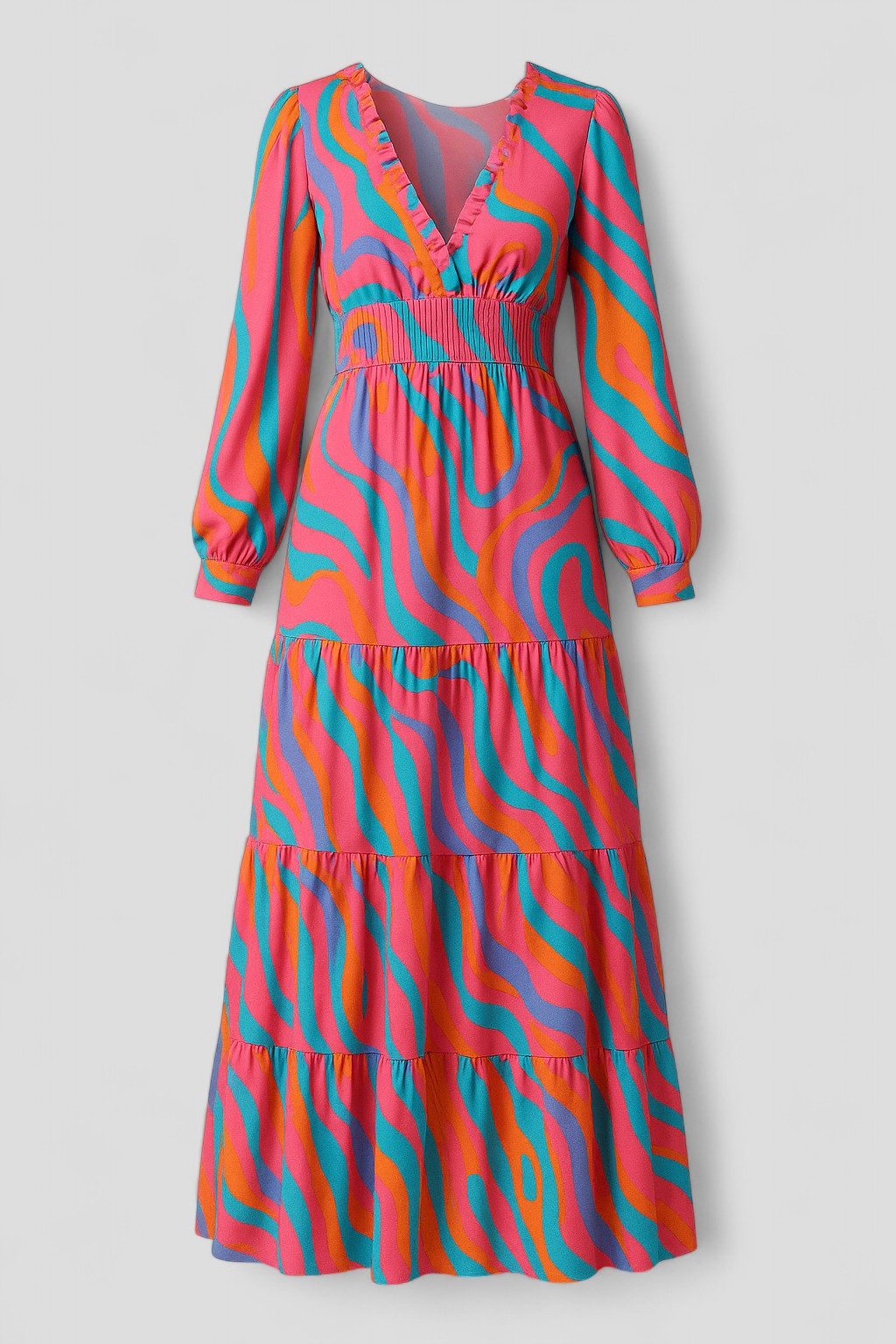 Greta | Abito Maxi Elegante con Motivo Floreale - Rosa - abito da cerimonia abito floreale abito maxi lunghe abito scollatura a V moda estate 2023 night out dress stile casual elegante tessuto leggero vestito elegante estivo vestito versatile - Concept Palermo