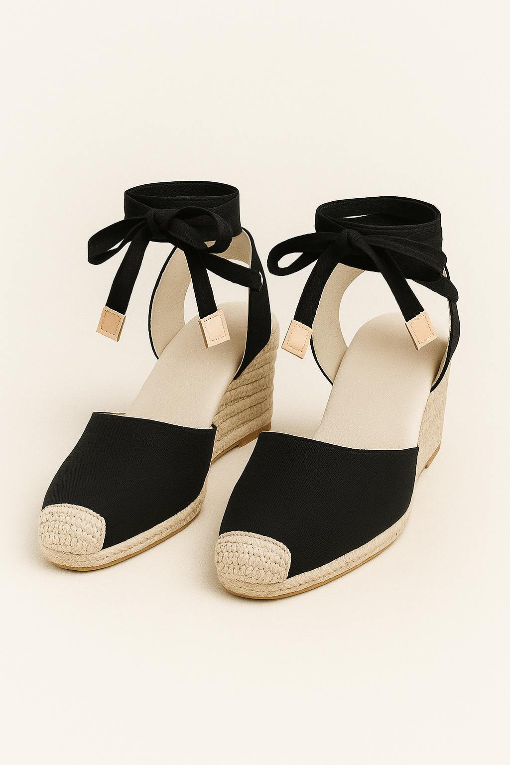 Zoey | Zeppe estive con lacci alla caviglia in stile espadrillas - Nero - Accessoires Dames Sandalen Schoenen - Concept Palermo