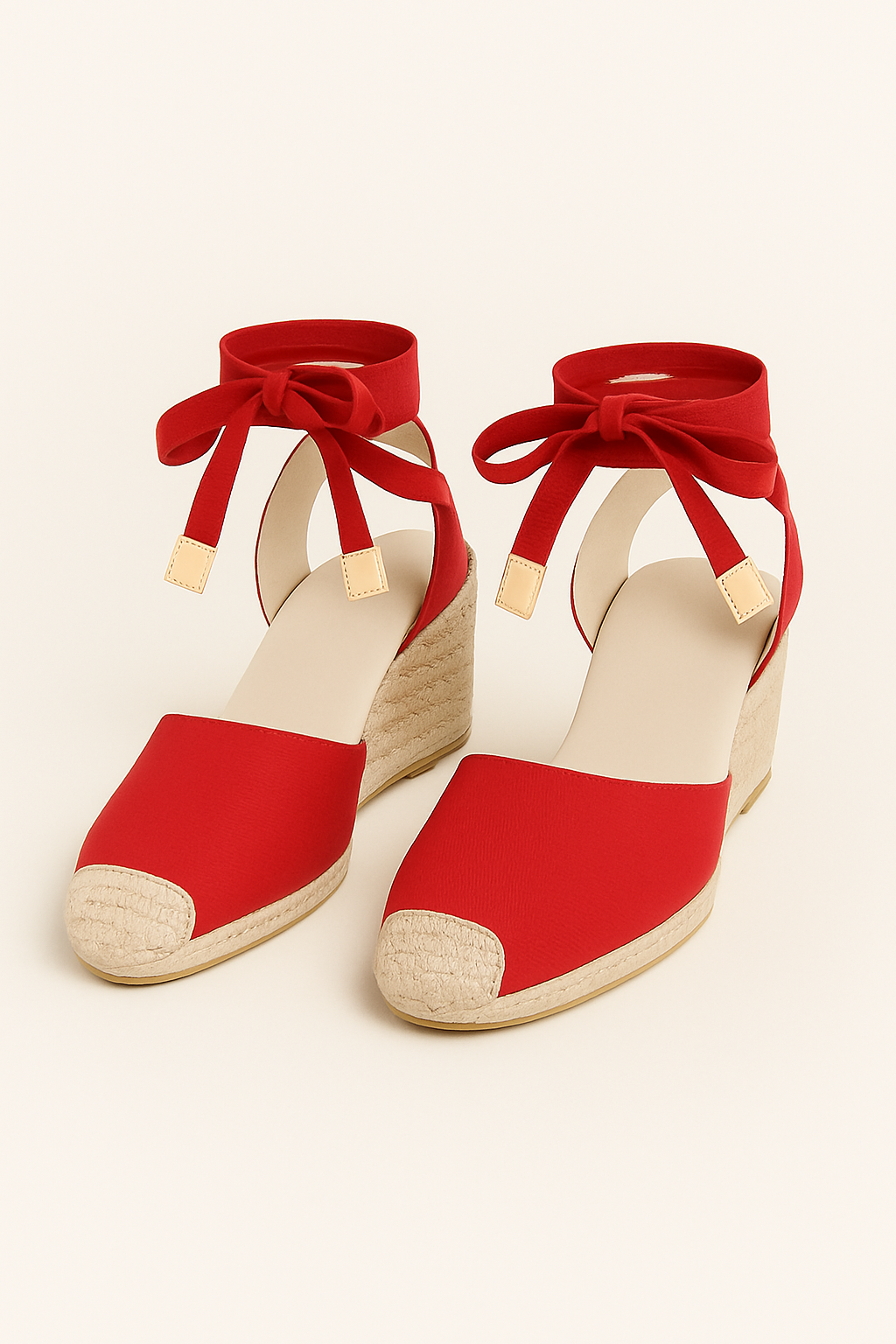 Zoey | Zeppe estive con lacci alla caviglia in stile espadrillas - Rosso - Accessoires Dames Sandalen Schoenen - Concept Palermo