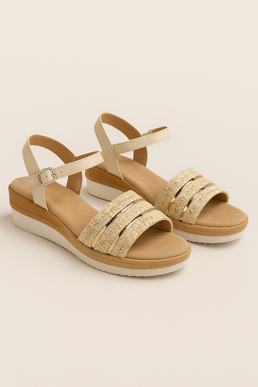 Lucy | Sandali con zeppa leggera e dettagli intrecciati - Beige - breathable sandals casual sandals easy wear sandals elegant sandals fashion sandals - Concept Palermo