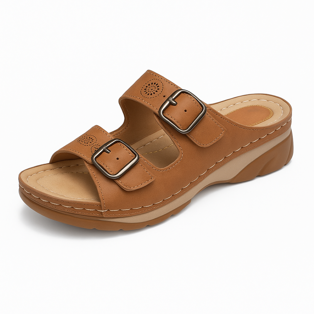 Nancy | Sandalo da donna con supporto – Regolabile ed elegante - Marrone - Accessoires Dames Schoenen - Concept Palermo