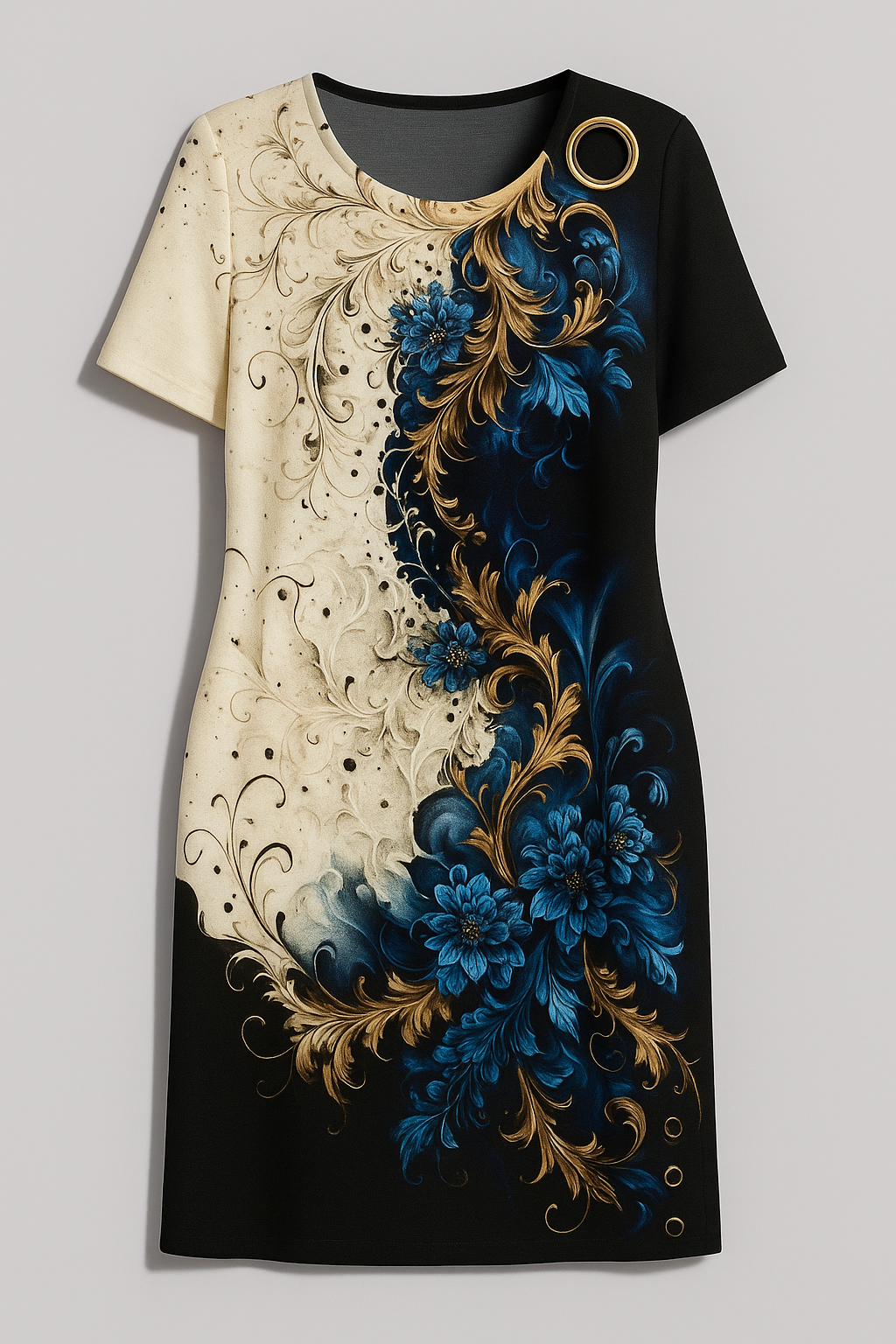 Cosmina | Abito Estivo A-Line Donna con Maniche Corte - Marina - abito estivo abito traspirante fashion estivo maniche corte occasioni casual roba da donna stile estivo tessuto leggero versatilità moda vestito A-Line - Concept Palermo