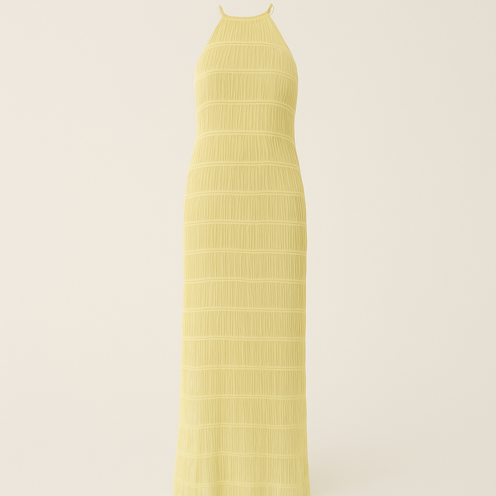 Isla | Abito lungo senza schienale con dettagli patchwork per le vacanze estive - Gialla - casual dresses DRESS Dresses Maxi Dresses - Concept Palermo