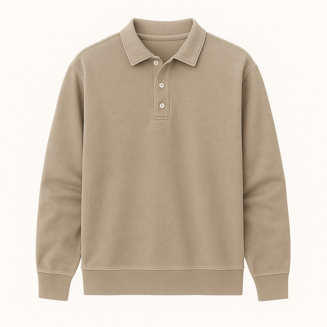 Leonardo | Polo a maniche lunghe vintage lavata - Cachi - men's polo men's polo shirt - Concept Palermo