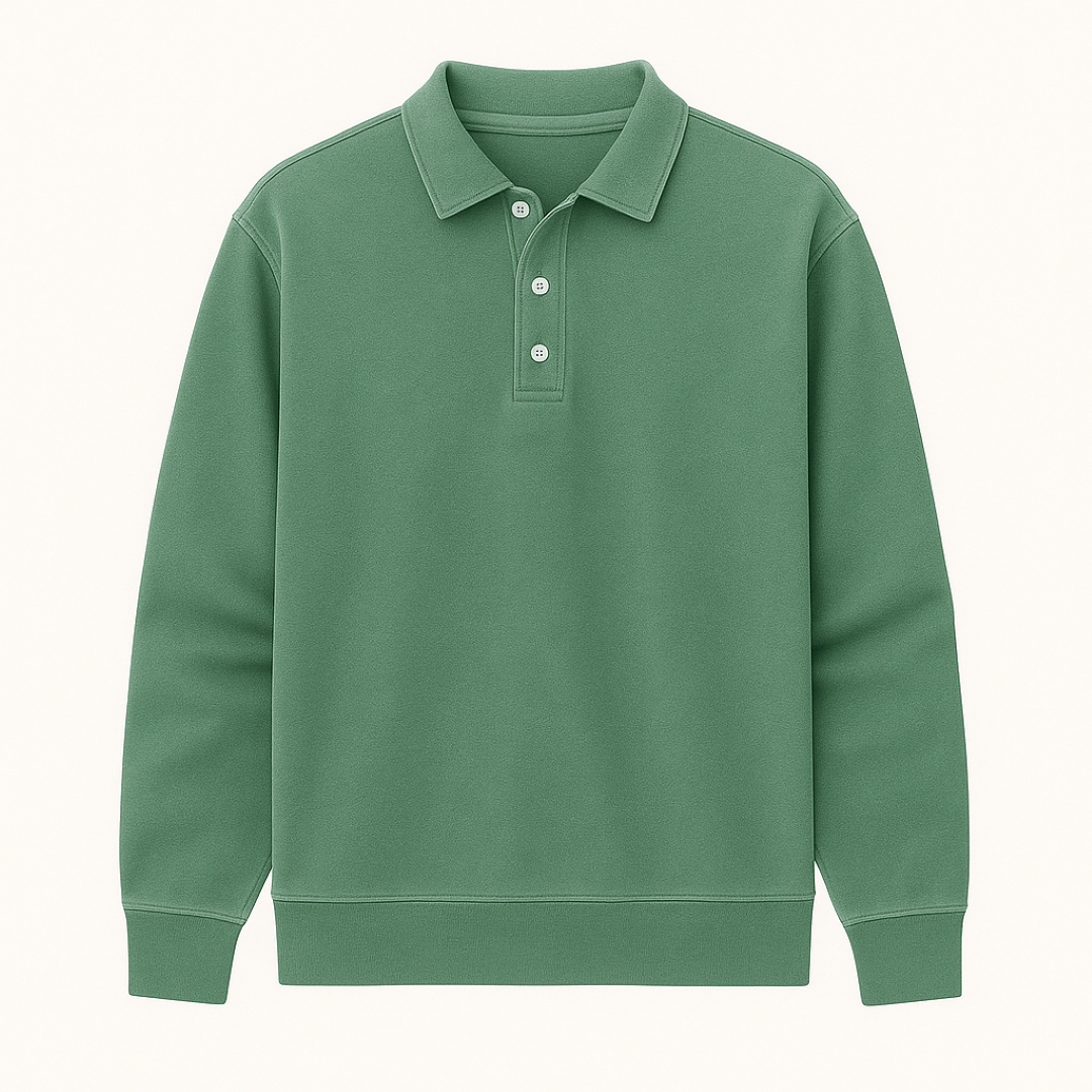 Leonardo | Polo a maniche lunghe vintage lavata - Verde - men's polo men's polo shirt - Concept Palermo