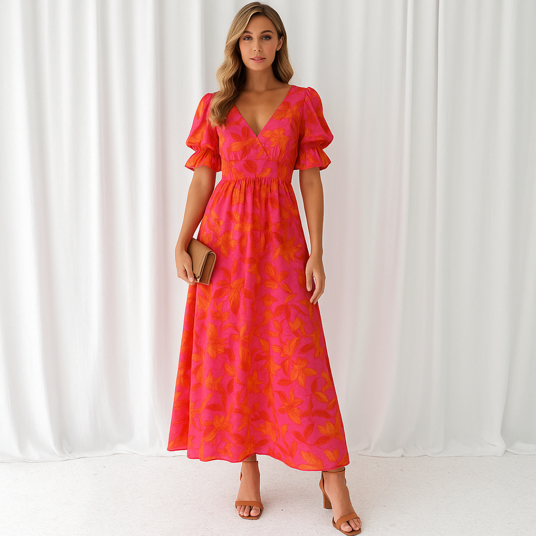 Nina | Abito lungo floreale vivace con maniche a sbuffo - - DRESS Dresses female dress Maxi Dresses Mini Dresses - Concept Palermo