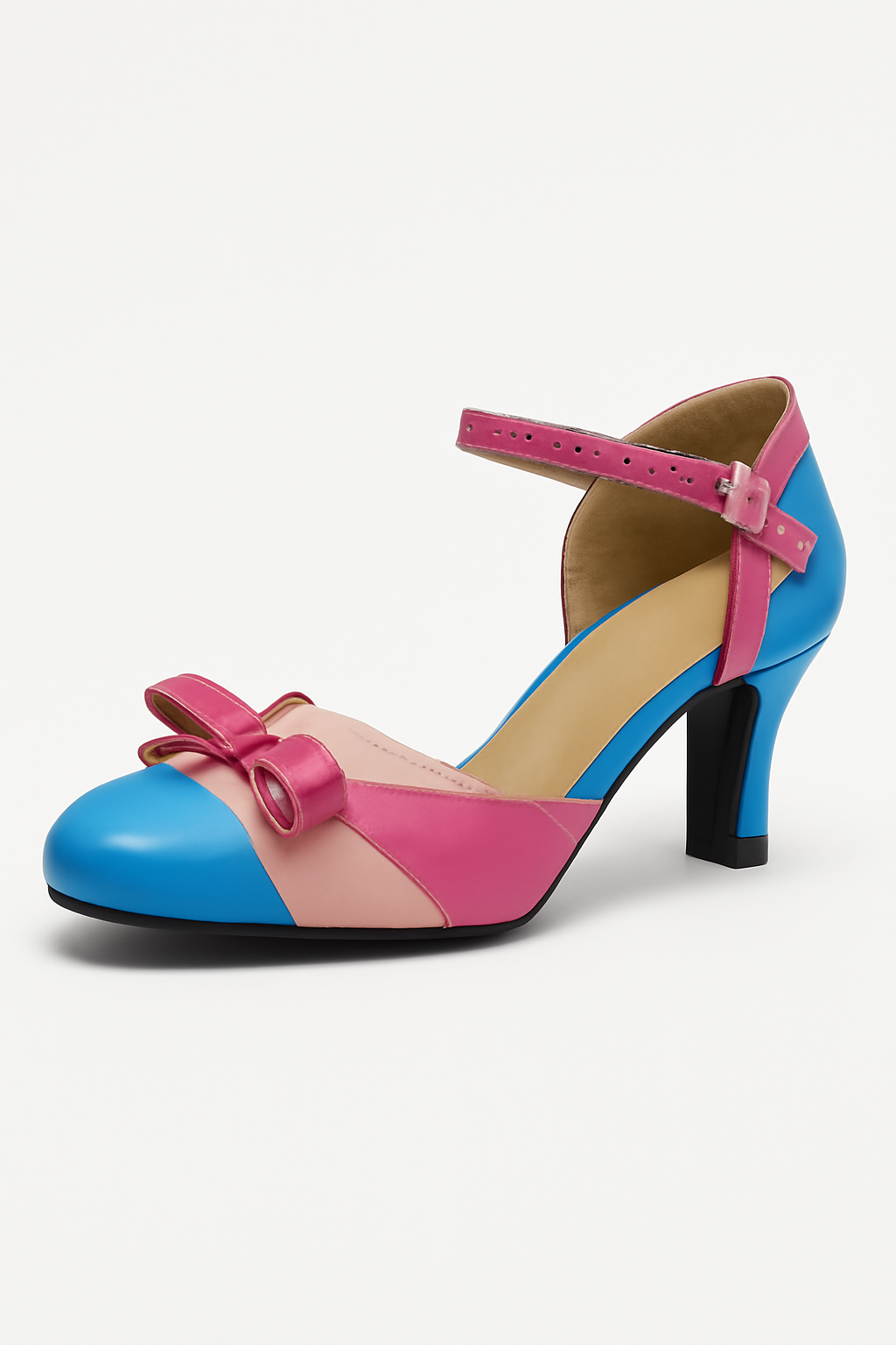 Olivia | Eleganti sandali con tacco - Design colorblock alla moda con fiocco - Blu - casual sandals elegant sandals - Concept Palermo