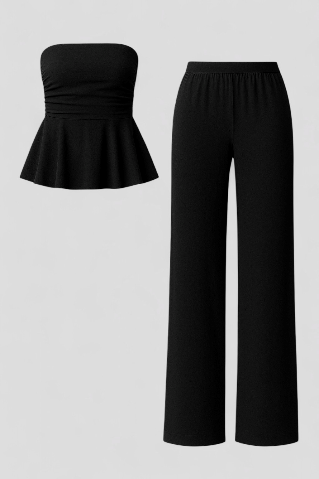 Marsilia | Completo Donna Morbido con Pantaloni e Top - Nero - abbigliamento comodo abbigliamento estivo completo donna coordinato casual materiali di alta qualità outfit alla moda pantaloni con tasche pantaloni morbidi taglia unica top elasticizzato - Concept Palermo