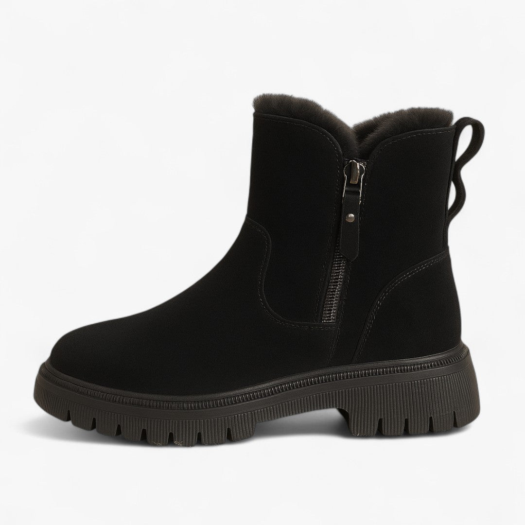 Alice | Stivali invernali in pelle scamosciata – Foderati in pelliccia sintetica, comodi - Nera - 1209 Damen invierno Schuhe Damen - Concept Palermo