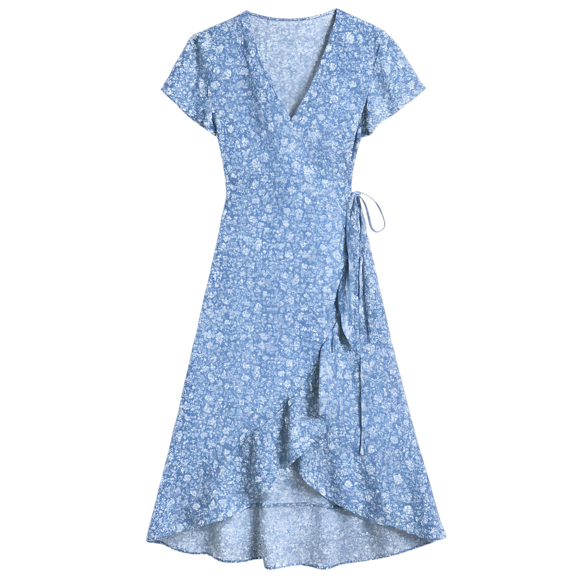 Maria | Abito avvolgente con stampa floreale - Blu - dress - Concept Palermo
